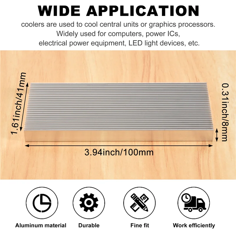ABKI-алюминиевый радиатор для светодиодного усилителя высокой мощности, транзистор 100X41x8 мм