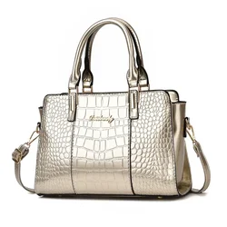 Brand Fashion Casual Women Shoulder Bags Silver Gold Black Handbag PU Leather Female Big Tote Bag Ladies Hand Bags Sac