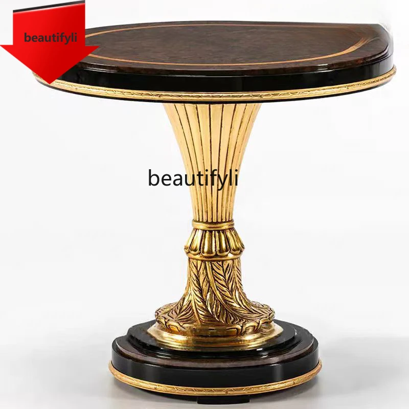 

K185 European-Style Wood Carved Coffee Table New Classical Square round Coffee Table Living Room Coffee Table