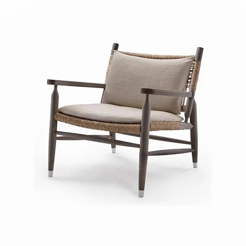 

Hotel balcony rope sofa chair simple modern armrest single recliner solid hemp rope recliner