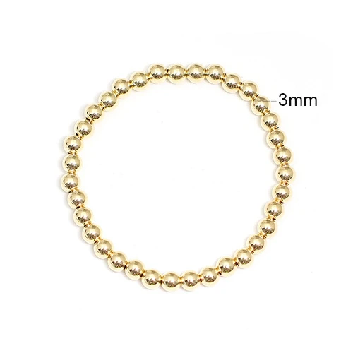 

14K Gold Filled Beads Bracelet for Women Girls 3mm 4mm 5mm 6mm 2mm