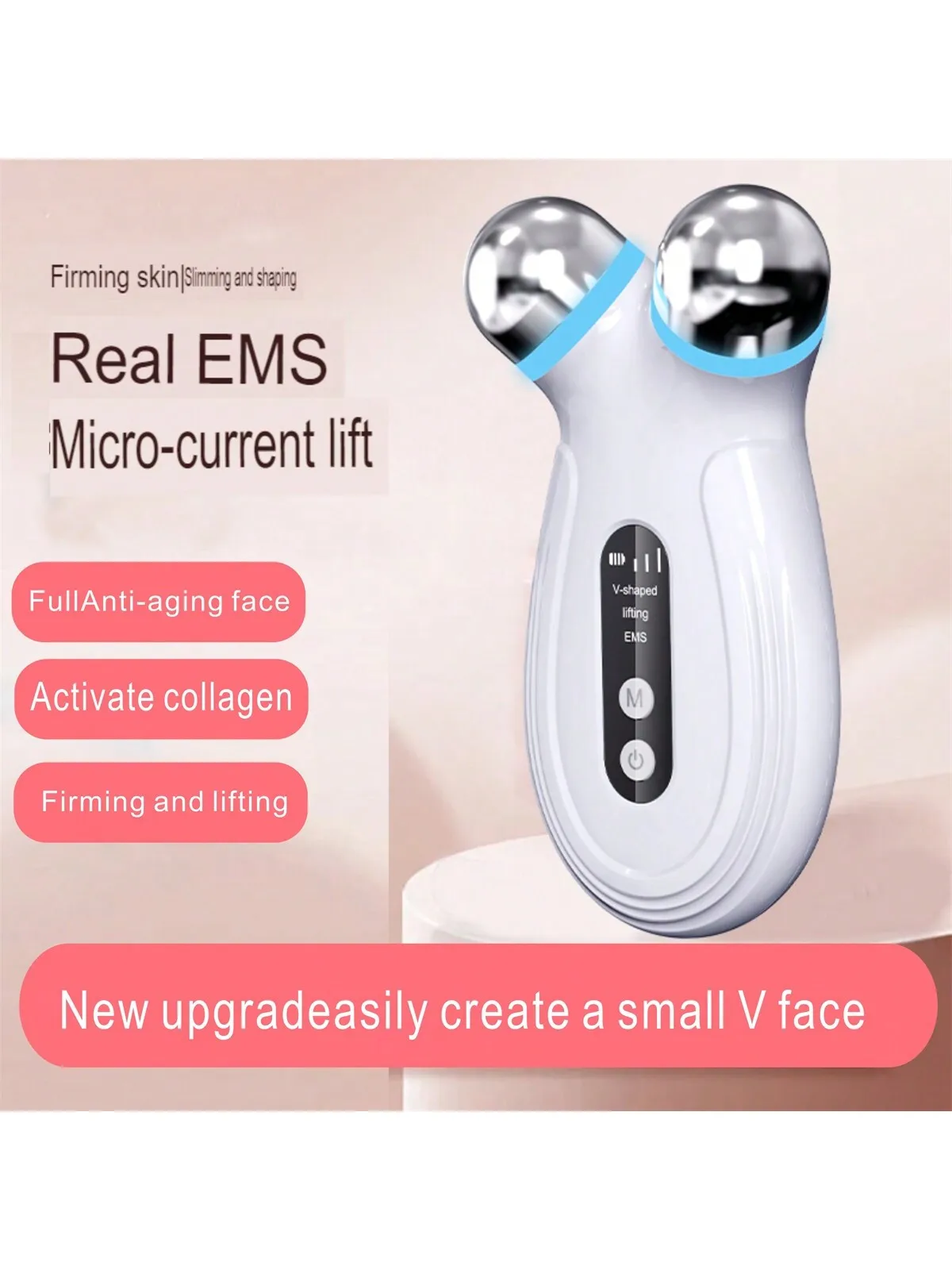 EMS Facial Massager Roller V-Face Lifting Machine Skin Rejuvenation Anti-Wrinkle Beauty Device