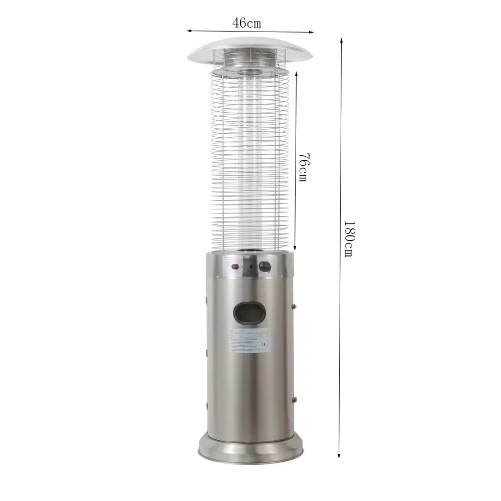 Manufacturer Direct Sales Long Life Stainless Steel Round Glass Tube Gas Pyramid Patio Heater Outdoor Gas Heater With Glass Tube