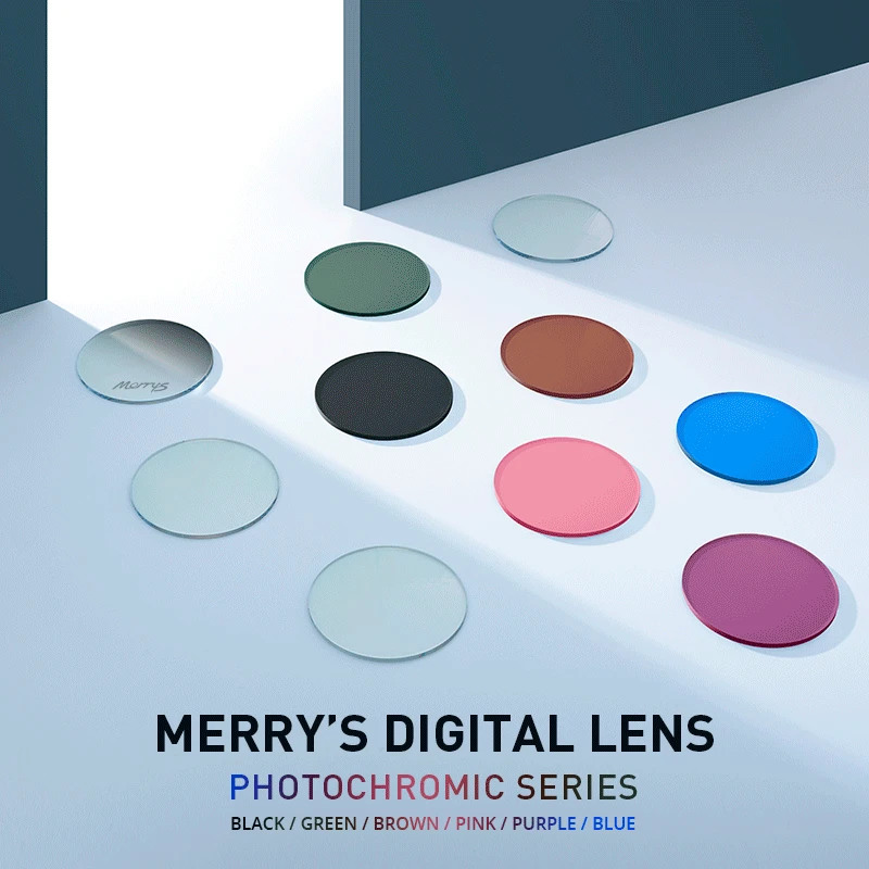 MERRYS-gafas fotocromáticas serie C3, lentes graduadas antirreflectantes, de resina para asféricas CR-39, miopía, UV400