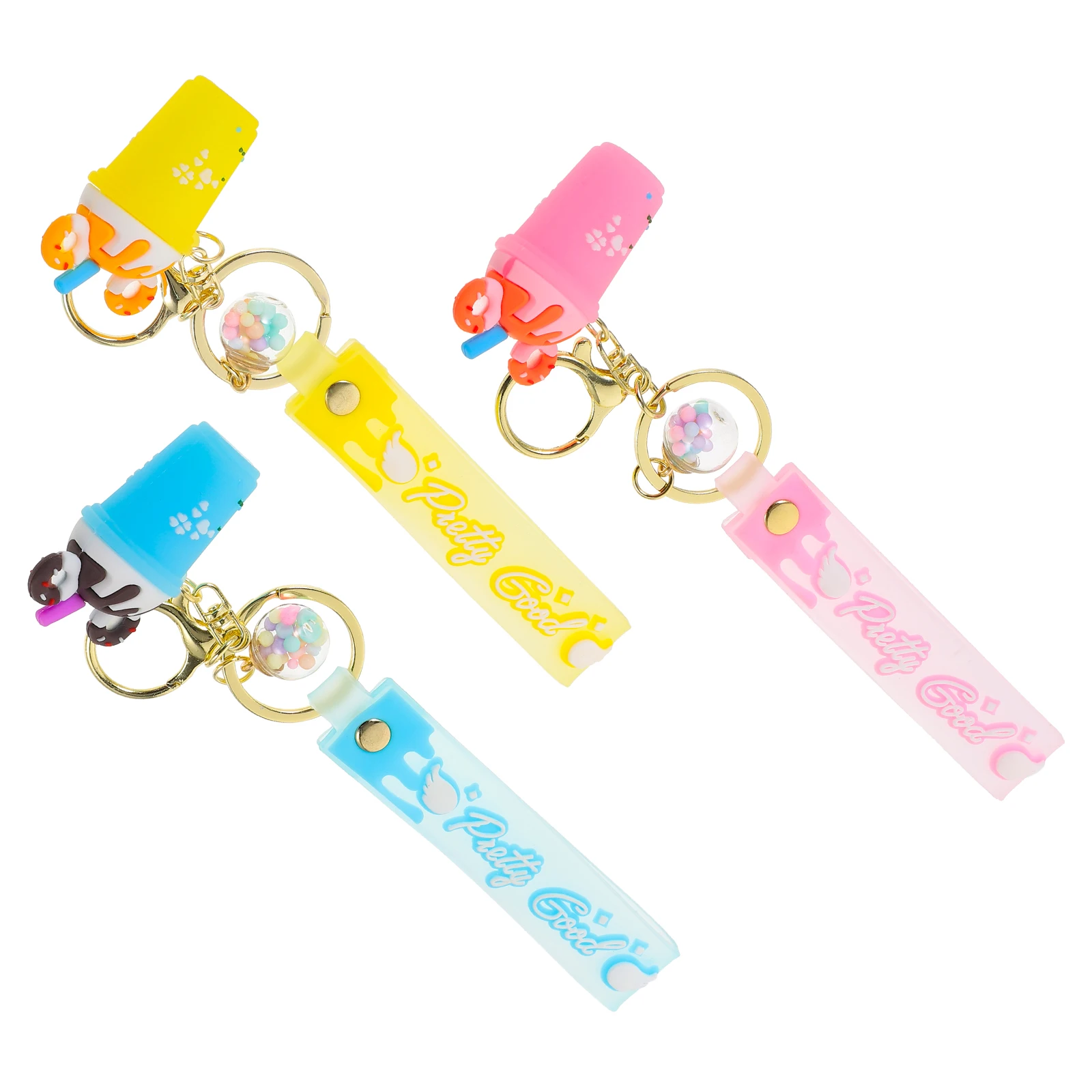

3 Pcs Ice Cream Cup Keychain Acrylic Charm Key Ring R Multipurpose Jewelry Accessories for Bag Backpack Gifts