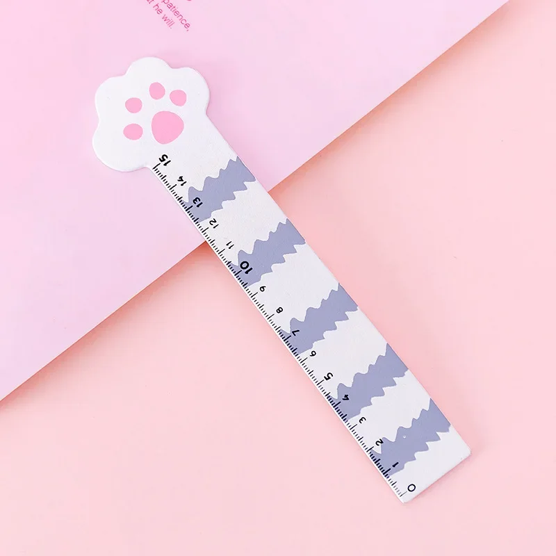 15cm Student Creative Stationery 1pc Cute Cats Paw Blingbling Clear Measuring Ruler