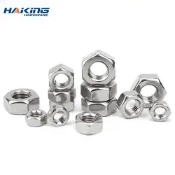 25/50/100pcs Hexagon High Quality 304 Stainless Steel Hex Nuts Metric DIN934 M1.4 M1.6 M2 M2.5 M3 M4 M5 M6 Nut For Screws Bolts