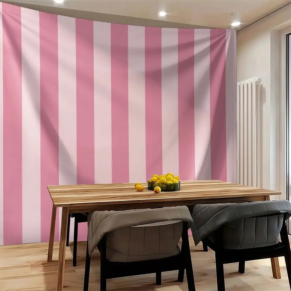 Pink Vertical Stripe Print Tapestry Wall Hanging Tapestries Wall Blanket Backdrop Decor Sweet Girls Bedroom Wall Cloth