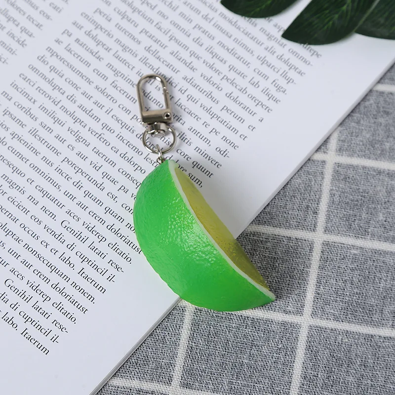 Simulation Fruit Key Chain Bayberry Lemon Slice Food Model Funny Strawberry Watermelon Car Key Chain Bag Pendant Jewelry Gift