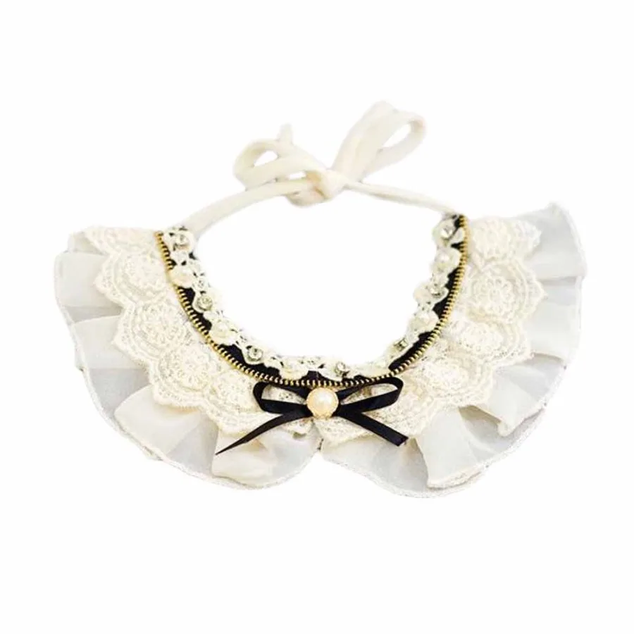 

Rhinestone Retro Lace Collars Handmade Necklace Neckerchief Dog Cat 8.211.2