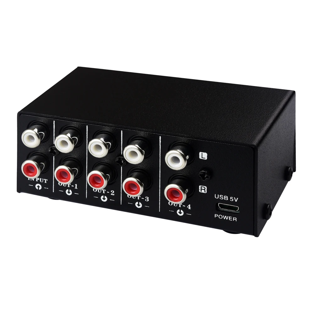 1 In 4 Out Audio Signal Distributor RCA Interface Lossless Output