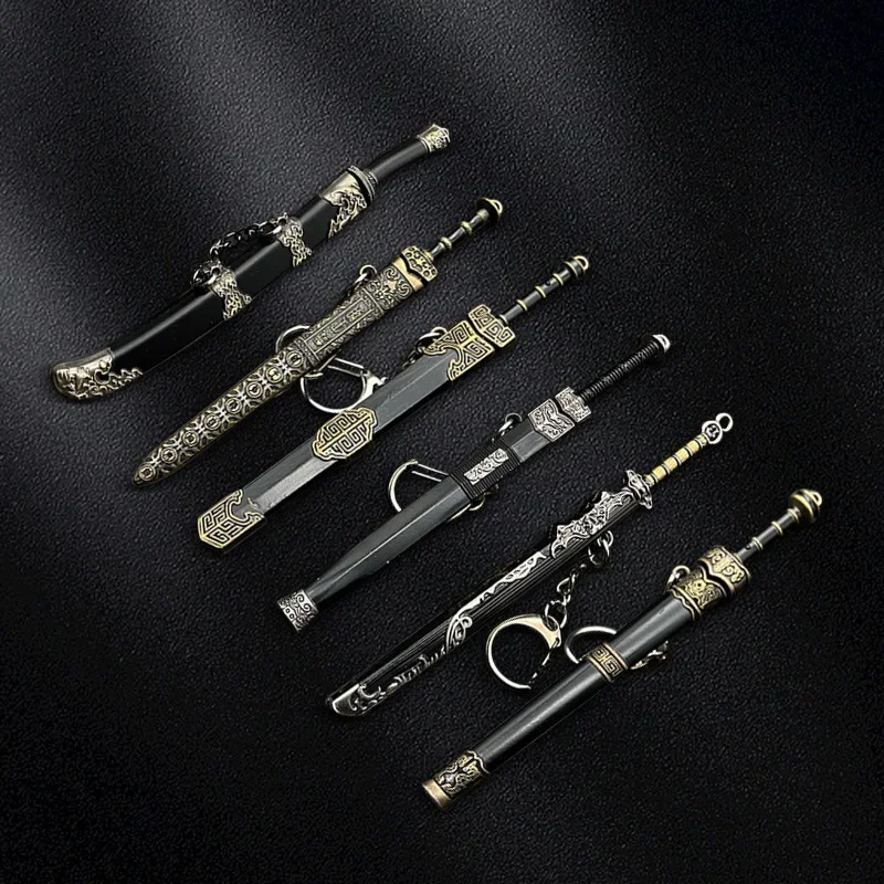 Many Models of Metal Scabbard of Famous Ancient Swords, Keychain Pendant of Small Unopened Blade Weapons