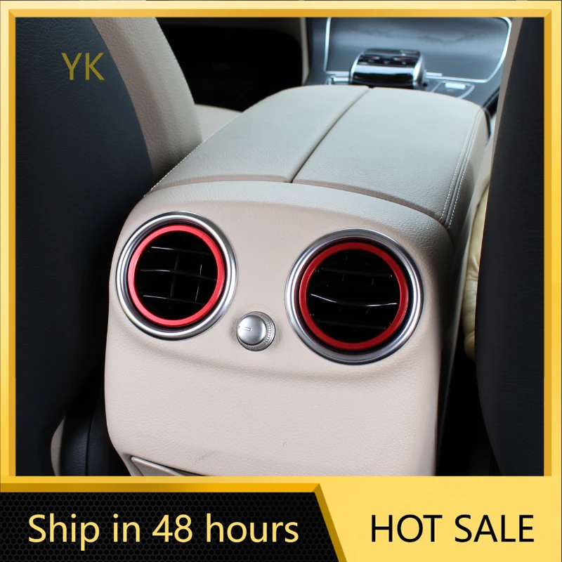 

For Mercedes Benz C E Class GLC W205 W213 X253 2015-2021 Car Rear air vents Inner ring Trim Sticker Interior Car Accessories