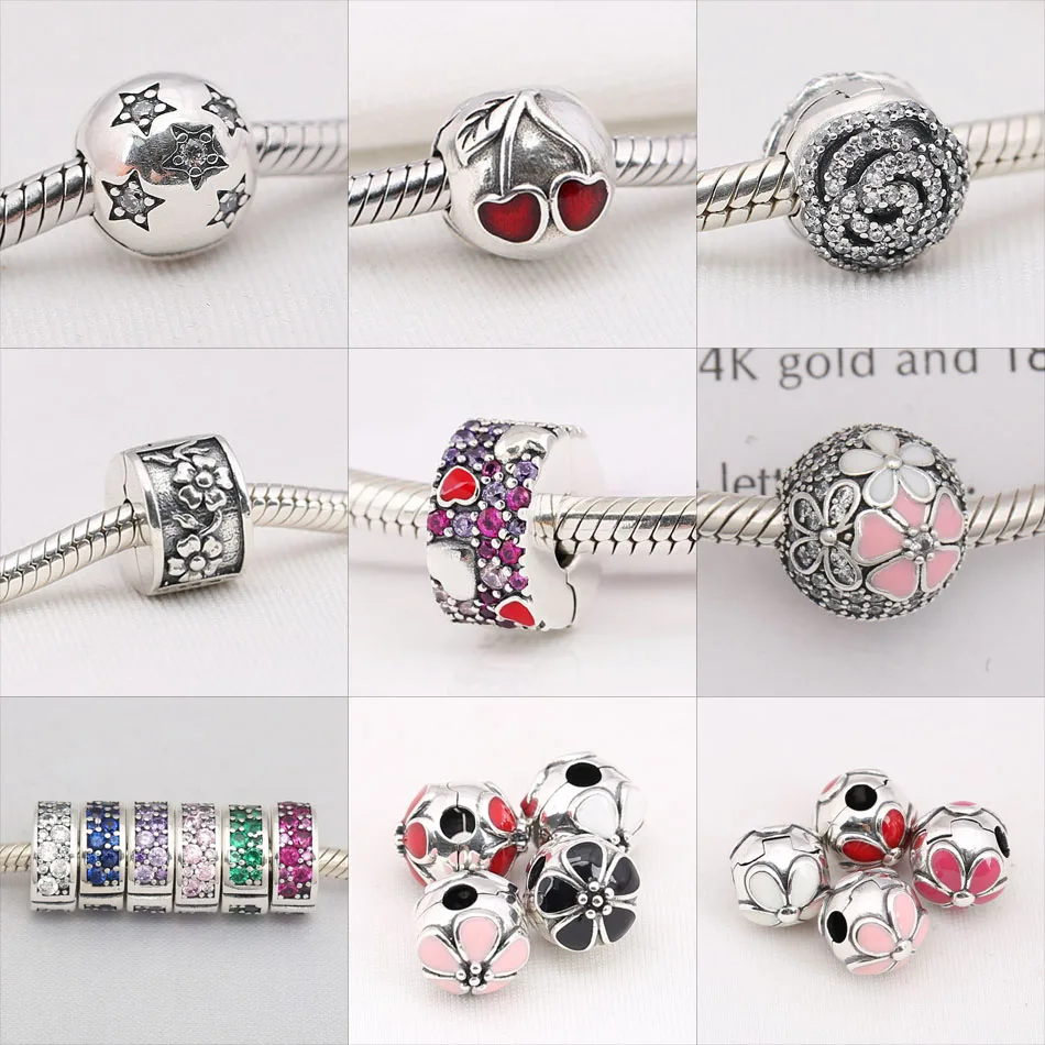 

Shining Elegance Flower Stars Bow Clip Charm Fit Women Bracelet & Bangle S925 Sterling Silver Dahlia Peach Blossom Hearts Bead