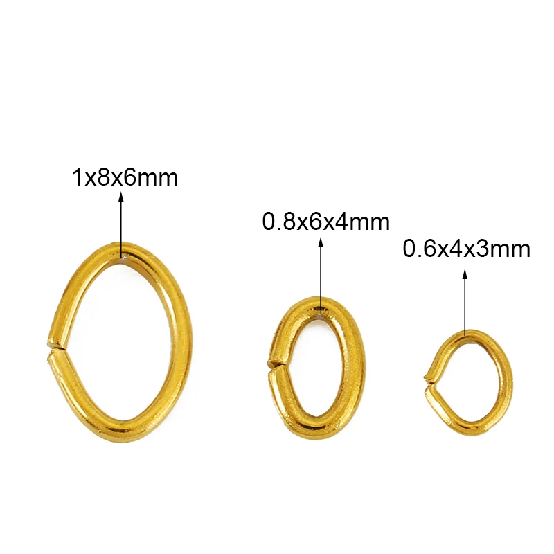 50pcs PVD 3x4 4x6 6x8 mm Stainless Steel Oval Jump Rings Never Fade Split Rings End Necklace Connectors For Diy Jewelry Making