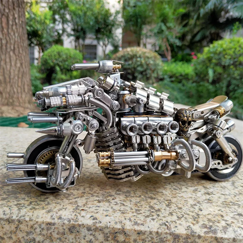 Pursuit Motorcycle 3D Metal Puzzle Model Kits Gift for Adults Kids Biker Jigsaw Puzzle DIY Mechanical Assembly  Toy - 900+PCS