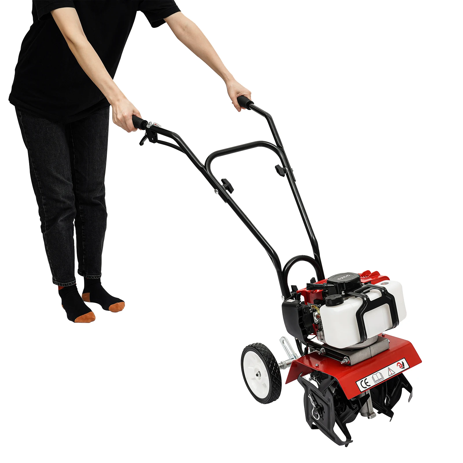 52CC 2-السكتة الدماغية Rototiller 1700W المزارع مع عجلات قابلة للتعديل، آلة ربط التربة المحمولة لساحة الحديقة، نبات المزرعة