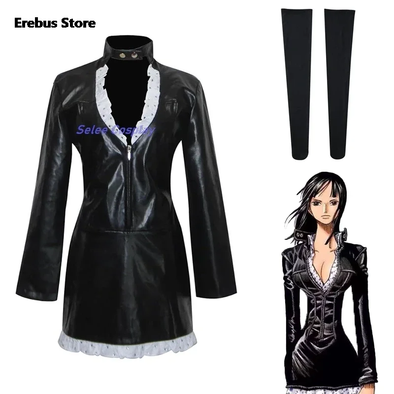 Nico All Sunday Cosplay Robin Costume Wig 1PC Black Sexy Uniform Clothes Anime Comic Devil Child Cosplay Women Halloween Party