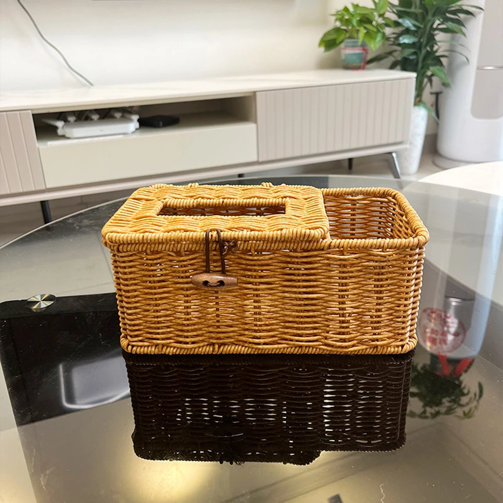 Home Decoration 25*13*9cm Imitation Rattan Box Handmade Paper Box Exquisite Workmanship Hotel Usage Living Room Decor