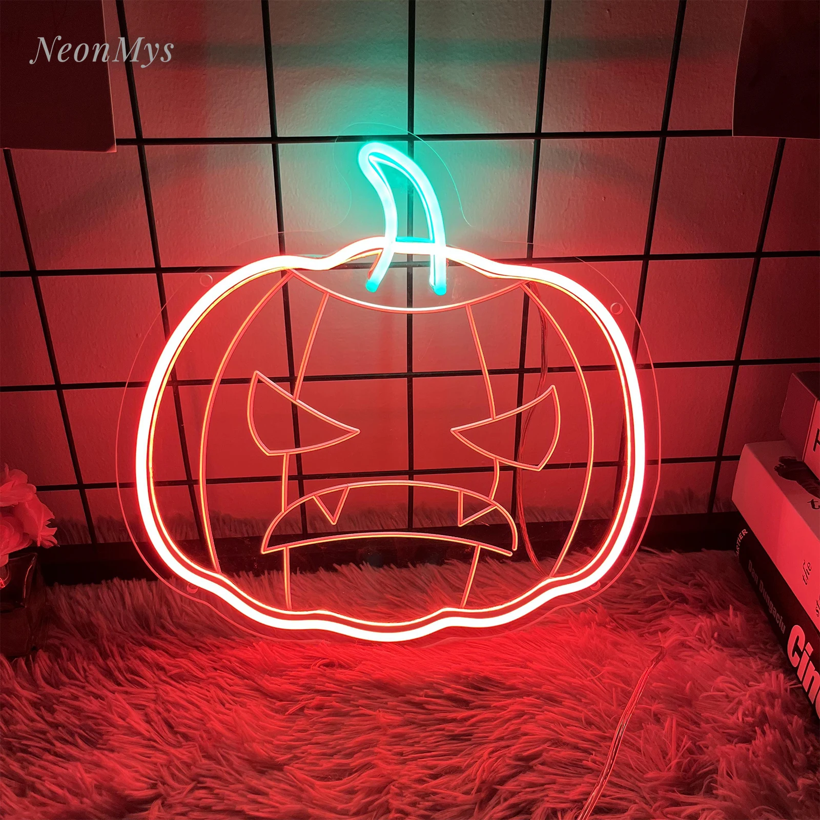 Halloween Element Pumpkin Neon Sign Evil Face Fun Bar Party Club Room Wall Decor LED Festival Light Personality Support Custom