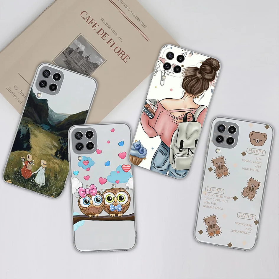 Cases For Samsung Galaxy M32 5G Samsung M 32 4G Giraffe Love Heart Transparent Slim Matte Silicone Soft Back Cover Fundas M325FV