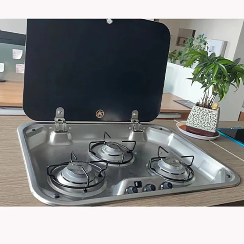 Most Used High Power 304 Stainless Steel RV Three-burner Gas Stove With Cover RV Gas Stove