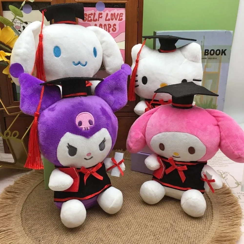 Aoger Sanrio Stitch regalo de graduación juguete de peluche muñeca de Anime My Melody Kuromi Cinnamoroll Hello Kitty relleno suave lindo regalo