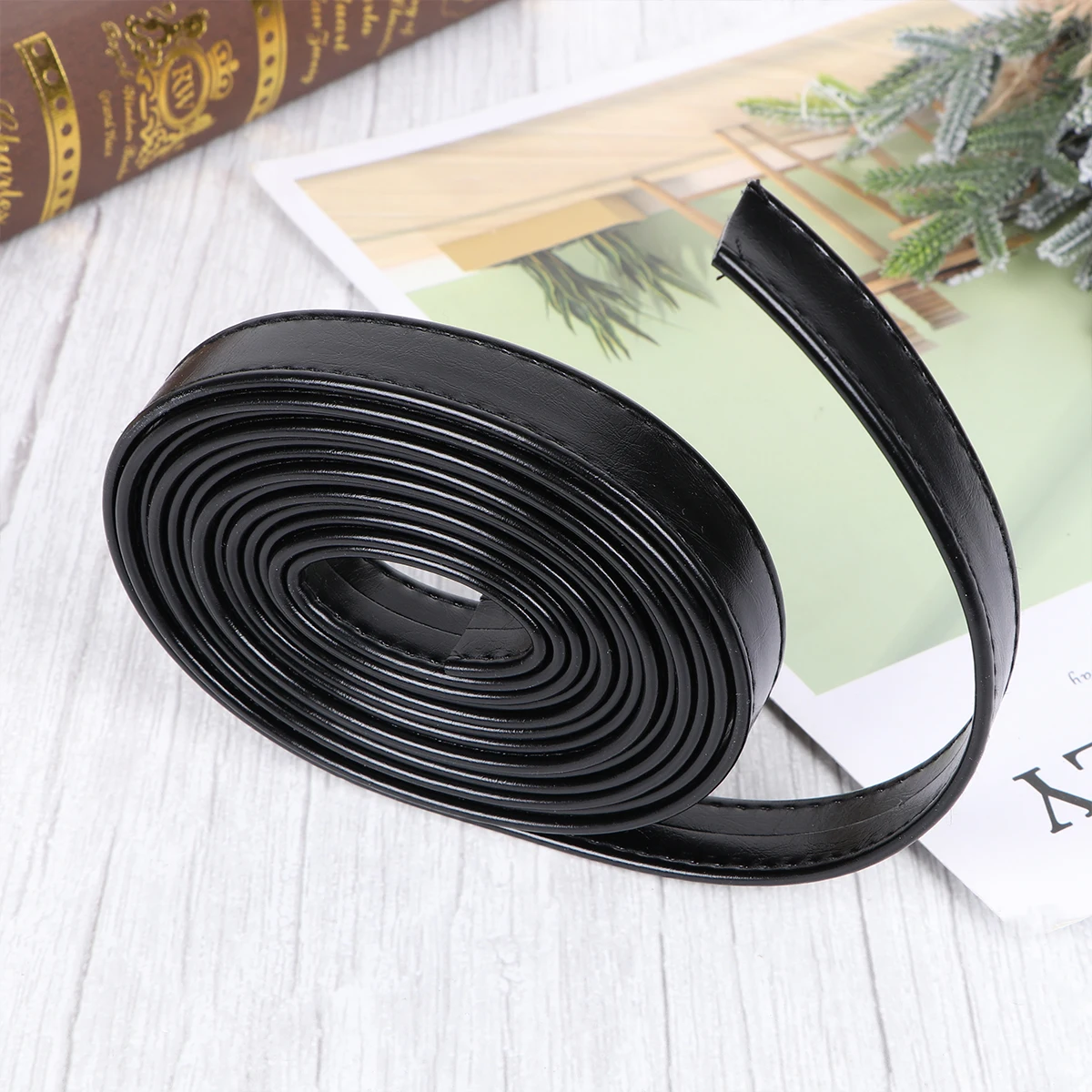 

Belt PU Strip Bag Hemming Strap to Weave Accessories DIY Material Black