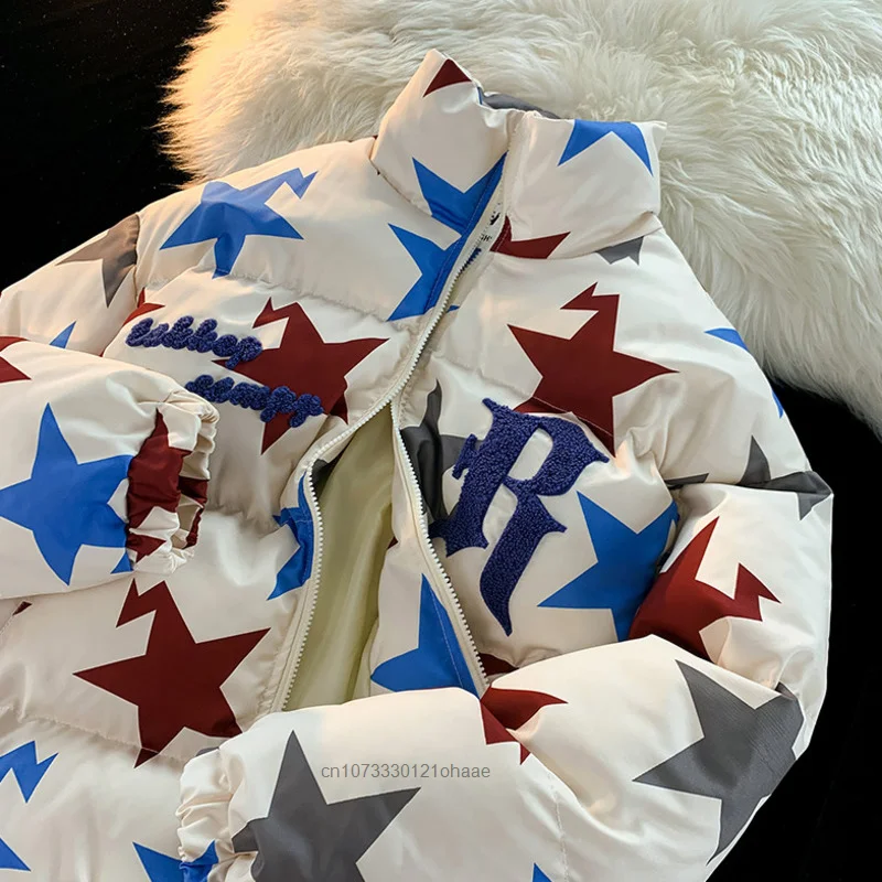 American Star JxClothes-Manteau à fermeture éclair pour hommes et femmes, Vêtements en coton épaissi, Parkas chaudes, Tendance de la rue, Hiver, Mode