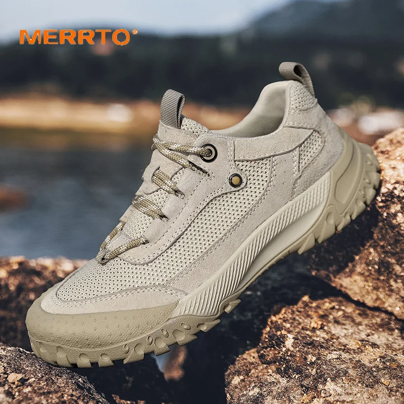 MERRTO Breathable Men\'s Hiking Shoes Mesh trekking boots Outdoor Sports Sneakers Lightweight Mountain Casual ankle tourism Shoes