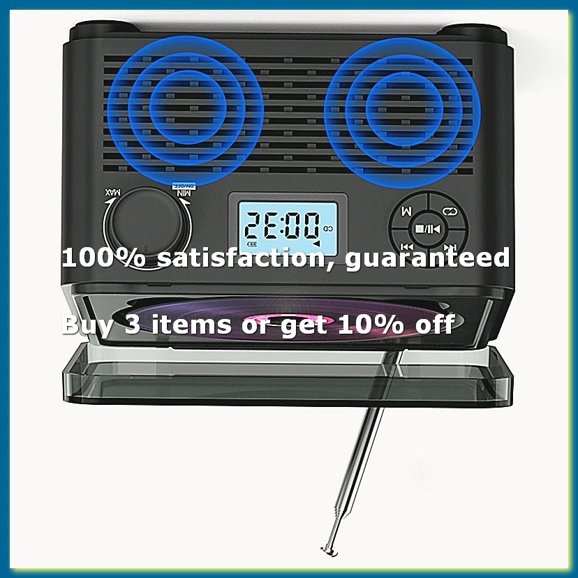 ●CD Player Vintage 4000mAh Bluetooth Music Disk Album Disc CD Player Portable FM Radio