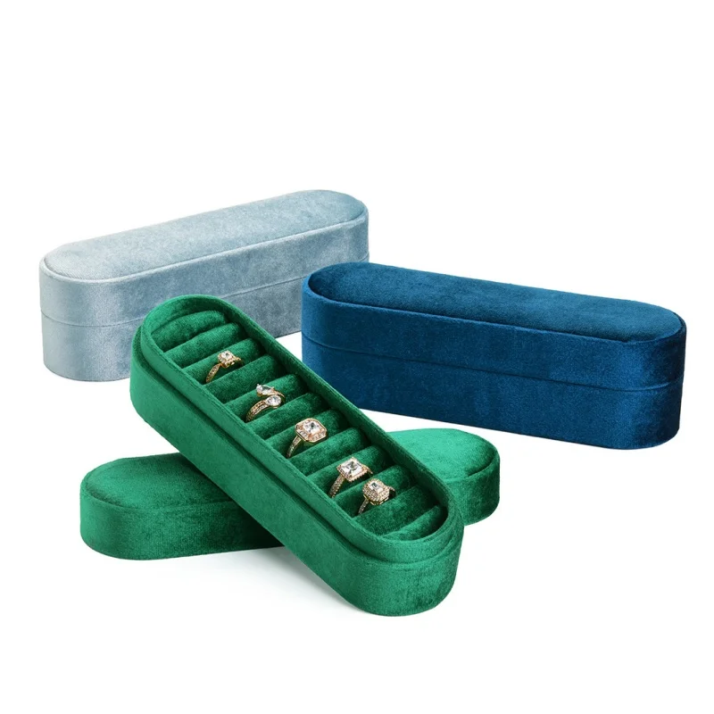 High-End Exquisite Retro Portable Velvet Ring Storage and Display Box Soft Velvet Ring Earring Jewelry Box