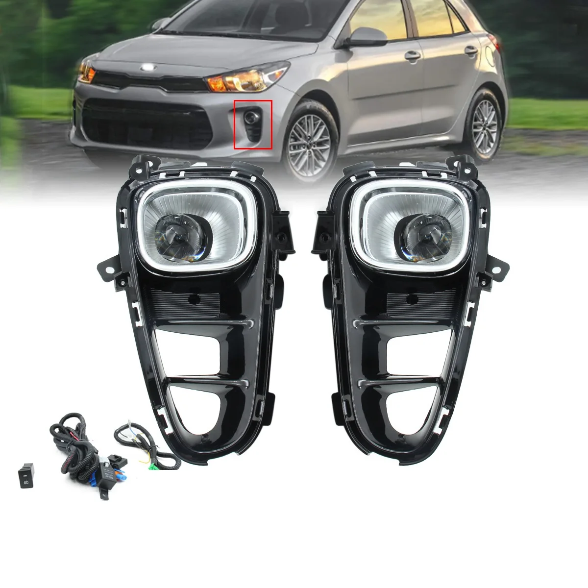 

1 SET Front Bumper Fog lights Foglight for Kia K2 RIO 2017 2018