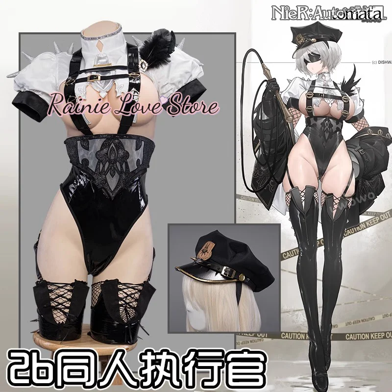 Game NieR YoRHa No.2 tipo B Sexy Cosplay 2B Cosplay Leather Outfit Wig Prop Halloween Carnival Role Play Outfit Party Adult