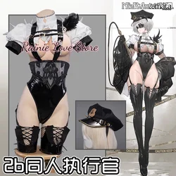 Game NieR YoRHa No.2 Type B Sexy Cosplay 2B Cosplay Leather Outfit Wig Prop Halloween Carnival Role Play Outfits Party Adult