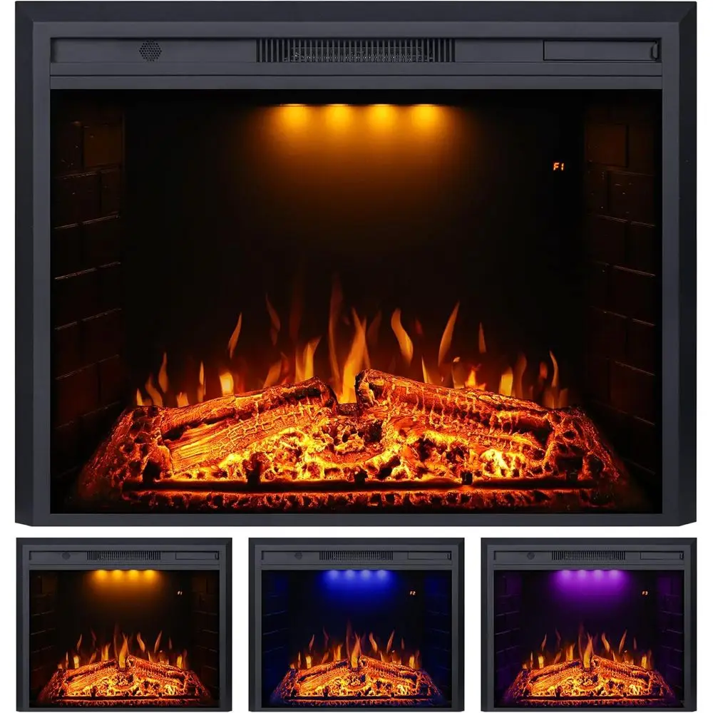 

Электрический каминный вкладыш 36 дюймов с защитой от перегрева, эффектом трещащего пламени, пультом ДУ, 750/1500 Вт, черный