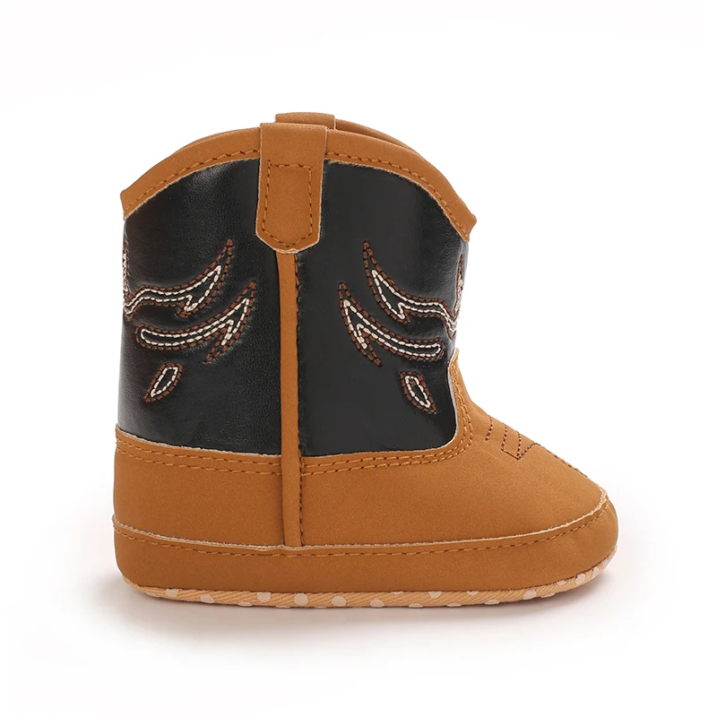 Modische neue 0-18M Baby-Stiefel aus PU-Leder mit Print, hohe Lederstiefel mit weicher Sohle für Kleinkinder zum Laufenlernen. – Detail 9