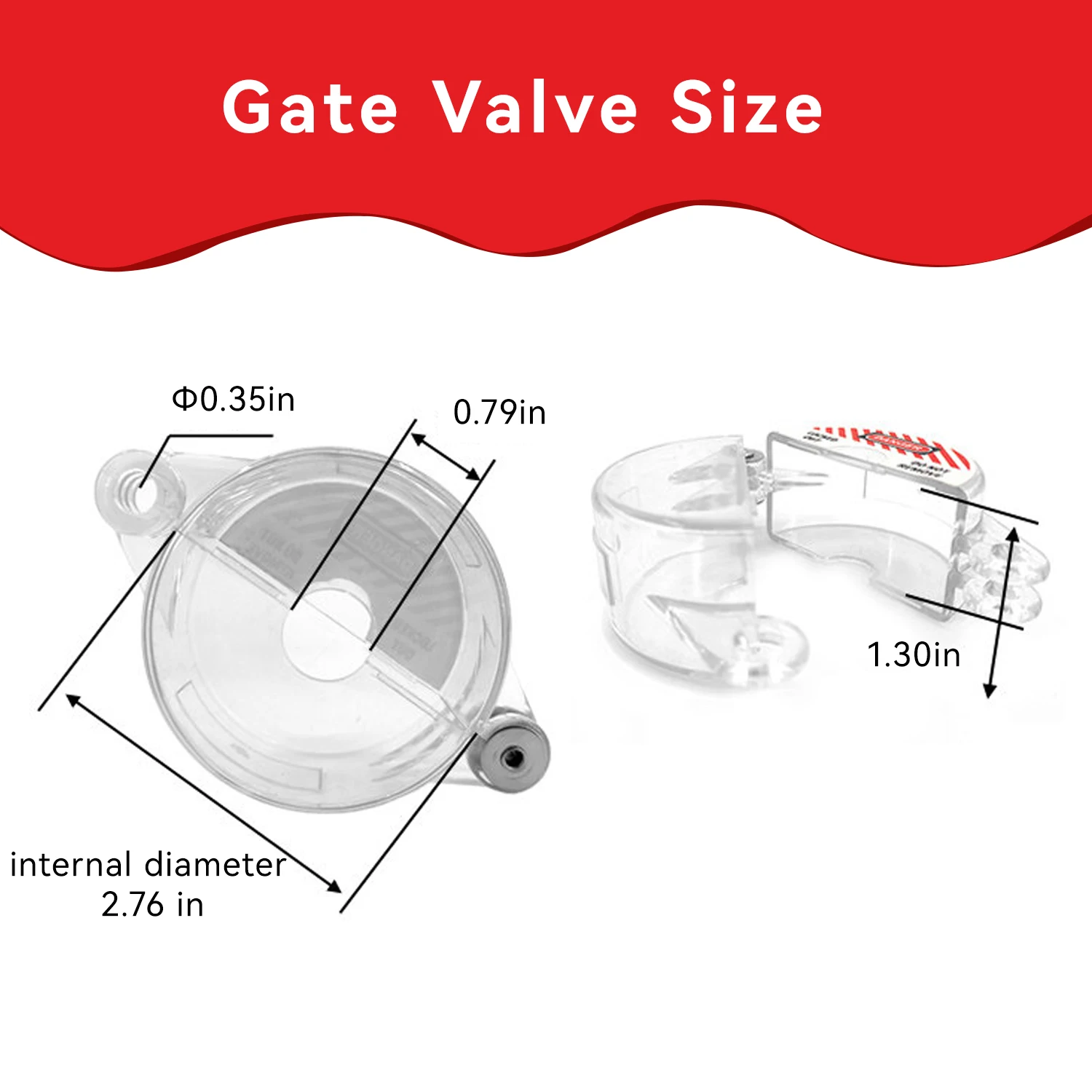 1Set Transparency Gate Valve Lockout and Safety Padlock Plastic Red Secure Hose Bib Lock Device for Outside Garden Valve