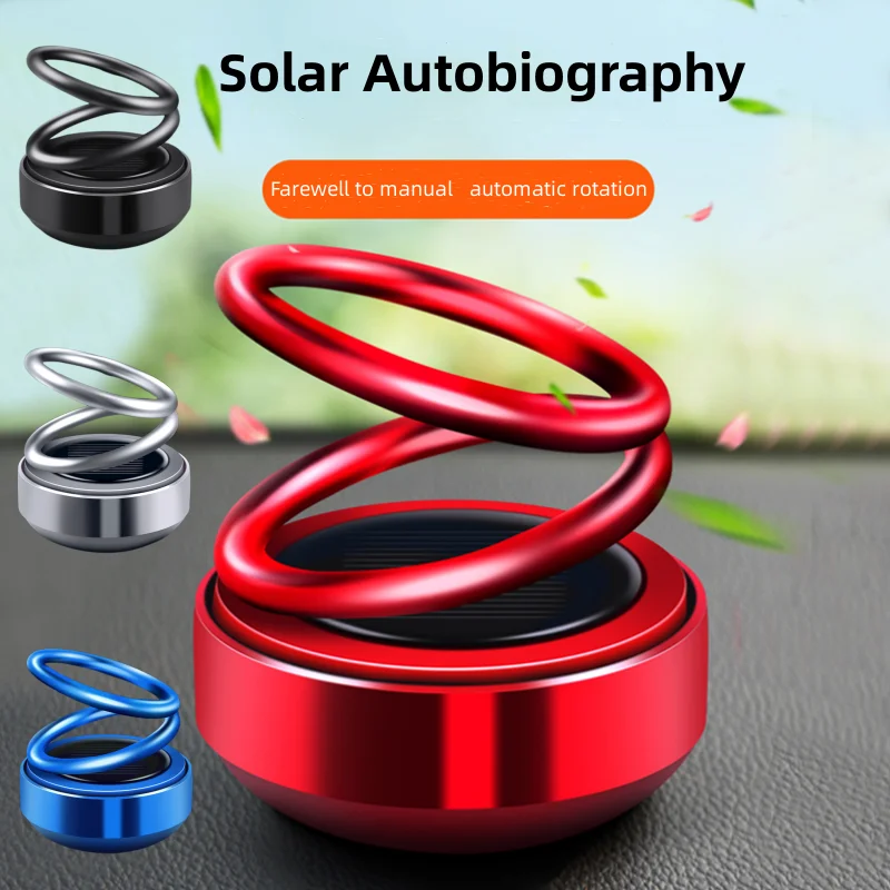 Solar Energy Car Aromatherapy Air Freshener Double Ring Rotary Dashboard Decoration Ornament Environmental Auto Diffuser Perfume