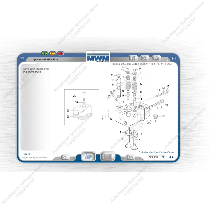 2023.10 لمحرك الديزل MWM EPC الأجزاء الإلكترونية كتالوج أداة إصلاح السيارات أدوات التشخيص