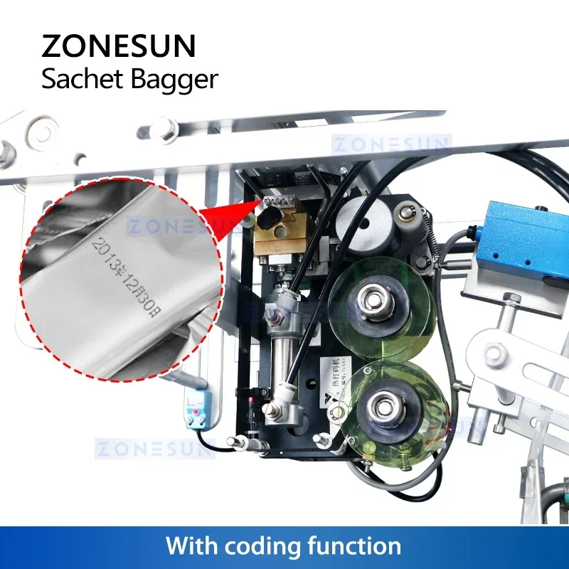 Zonesun شكل عمودي ملء آلة الختم لصق الكيس ملء ختم آلة التعبئة والتغليف آلة VFFS ZS-FS240L