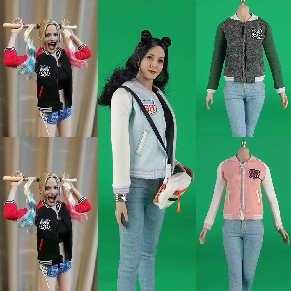 

1/6 женская куртка солдата с вышивкой букв, модная бейсбольная форма, куртки высокого качества в стиле Харадзюку, подходят для экшн-фигурки 12 дюймов