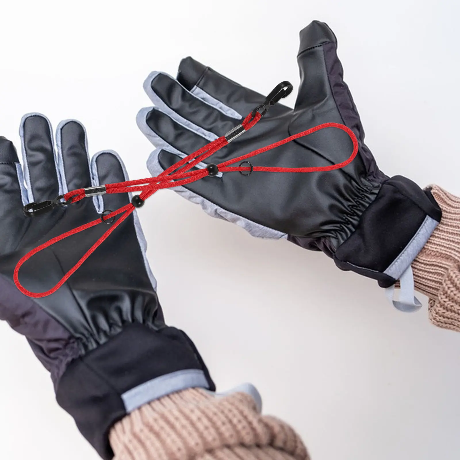 

1Pair Ski Glove Lanyards Adjustable Elastic Wrist Leashes Anti-Lost Safety Ropes Winter Outdoor Sports Gloves Strap Red