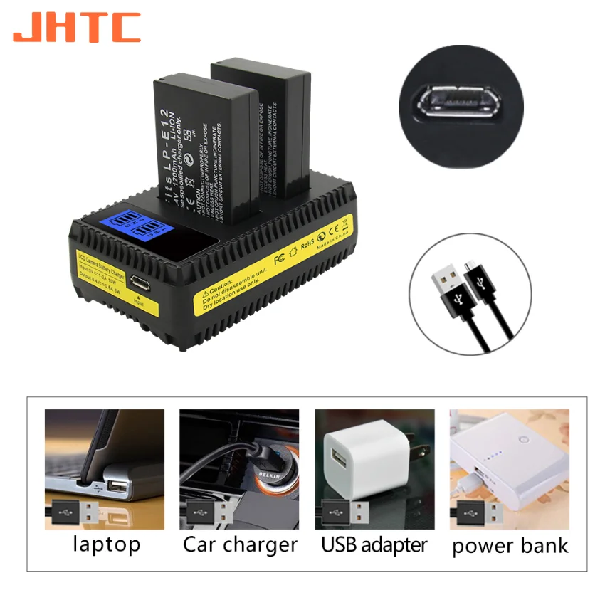 LP-E12 LP E12 شاحن بطارية لكانون EOS M M2 M100 M50 100D المتمردين SL1 LPE12 1200mah بطاريات