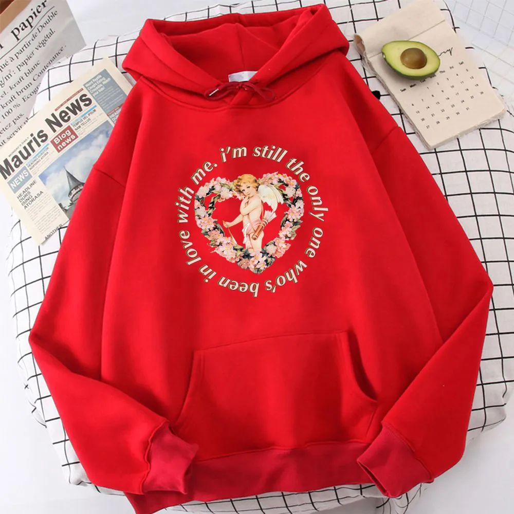 Vintage Angel Tops Hoodies Women Cartoon Heart Love Hoodie Streetwear Hoody Autumn Pullover Aesthetic Unisex Pink Sweatshirt