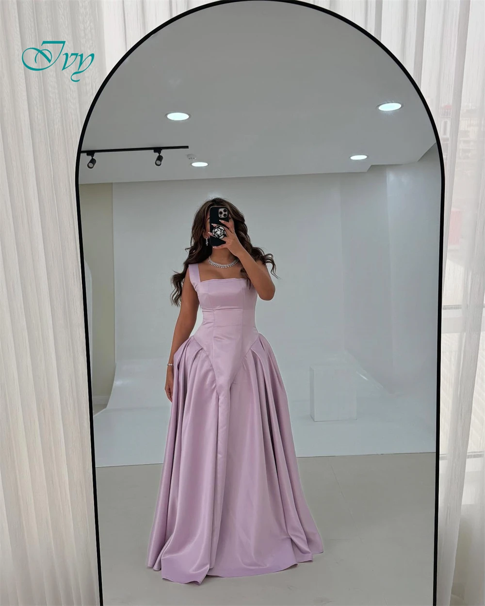 Robe de soirée personnalisée sans manches, en Satin de haute qualité, robes de bal froncées de tempérament, robes de soirée pour femmes