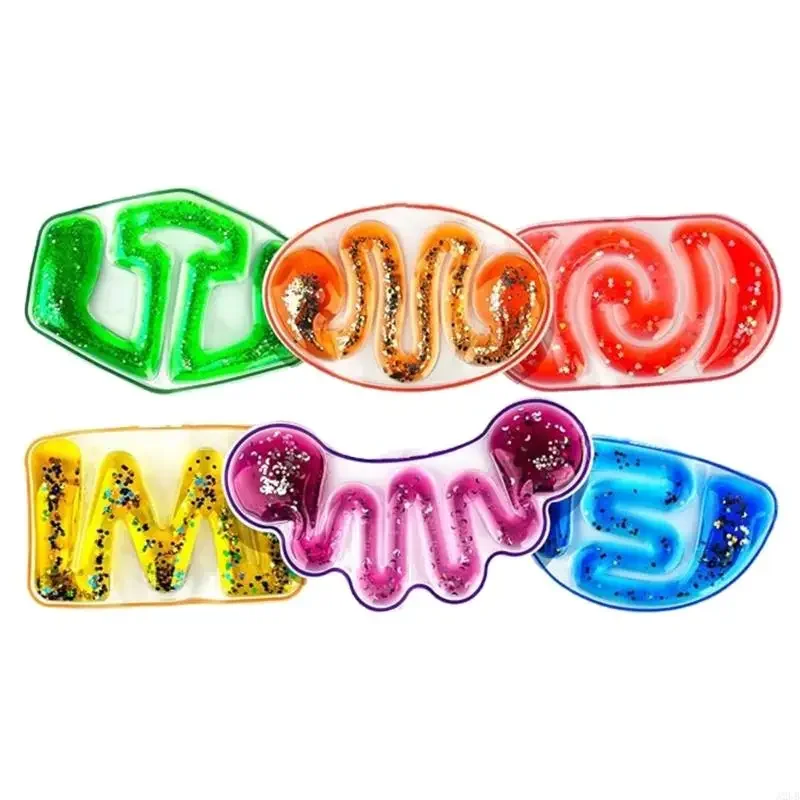 6 個の液体の流れ感覚スクイーズおもちゃ子供のためのストレスリリーフ感情ボール虹色の視覚刺激 15UB