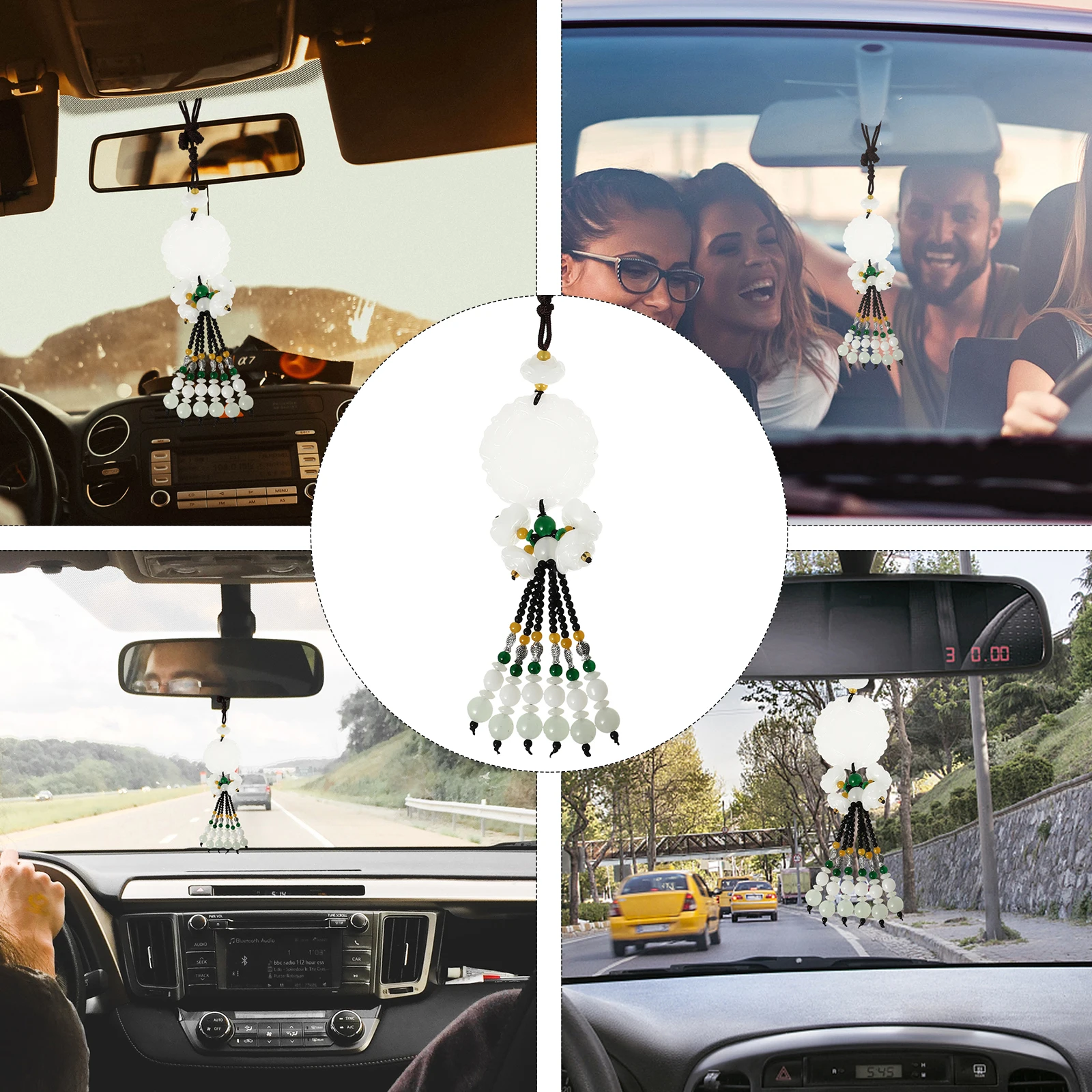 

Car Jade Pendant Colored Glaze Material Long Use Gift Car Interior Ornament Bag Decor Compact Size Lightweight Fashion