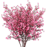 Pink Artificial Flowers Cherry Blossoms Gypsophila Fake Plants DIY Wedding Bouquet Vases for Home Decor Faux Christmas Branch