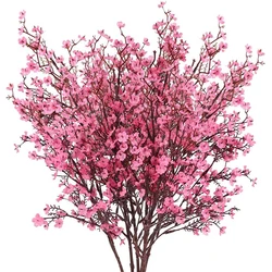 Pink Artificial Flowers Cherry Blossoms Gypsophila Fake Plants DIY Wedding Bouquet Vases for Home Decor Faux Christmas Branch
